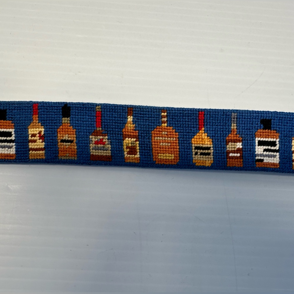 Smather’s and Branson Bourbon Bottle Needlepoint Belt Golf Preppy Old Money - Picture 3 of 7